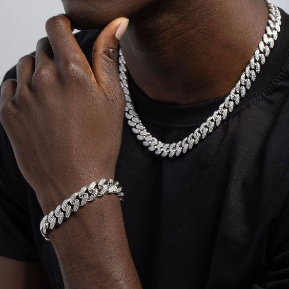 ICED Cuban Link Chain and Bracelet (Chain 20”) (Bracelet 9”)