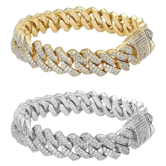 ICED Gold and White Gold Cuban Link Bracelets